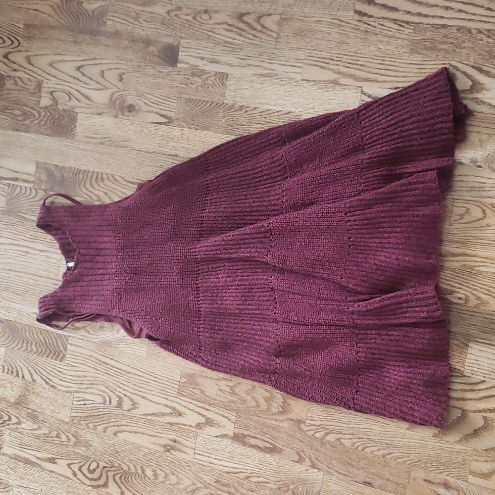 (XS) FP Free People Heavy Knit Loose Fit Dress Bohemian Cottagecore Ribbed Vacay